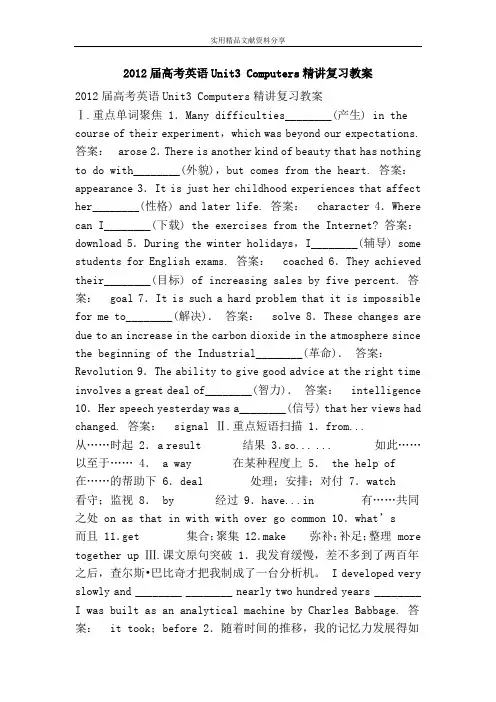高考英语Unit3 Computers精讲复习教案