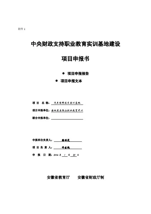 中央财政支持职业教育实训基地建设