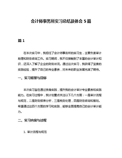 会计师事务所实习总结及体会5篇