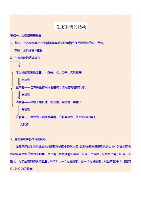 2020年高考生物二轮专题复习讲义：《生态系统》