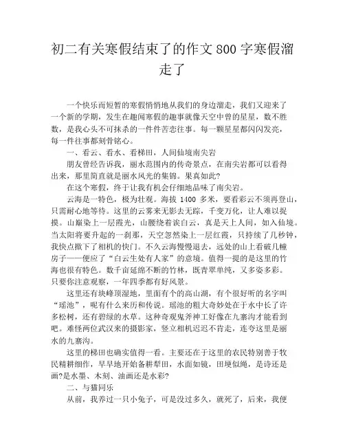 初二有关寒假结束了的作文800字寒假溜走了