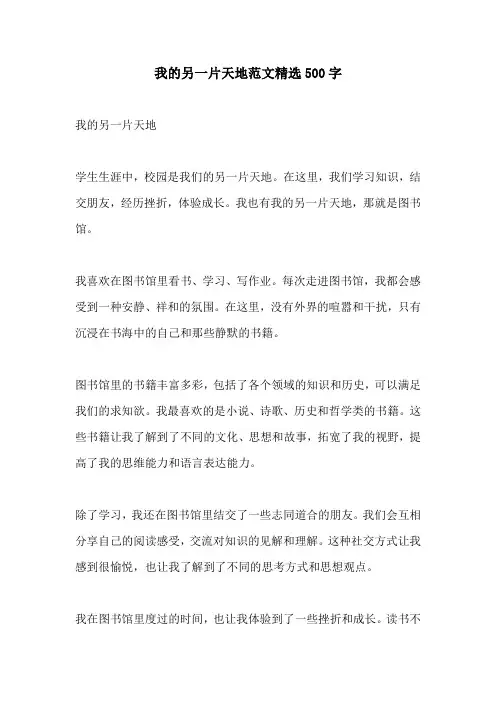 我的另一片天地范文精选500字