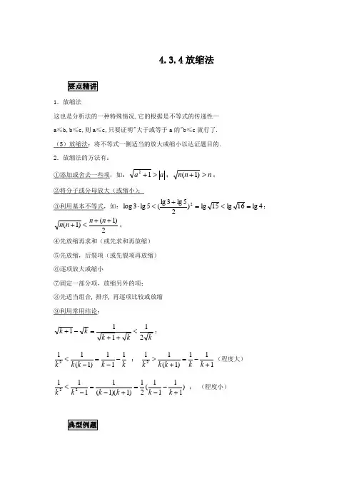 高中数学知识点精讲精析 放缩法