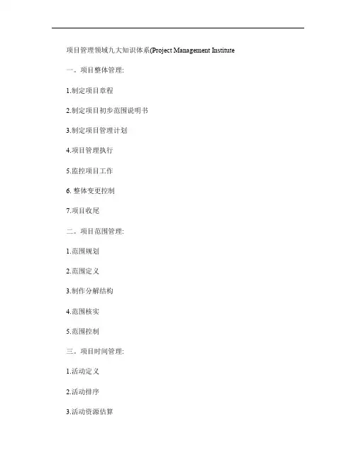 项目管理领域九大知识体系.