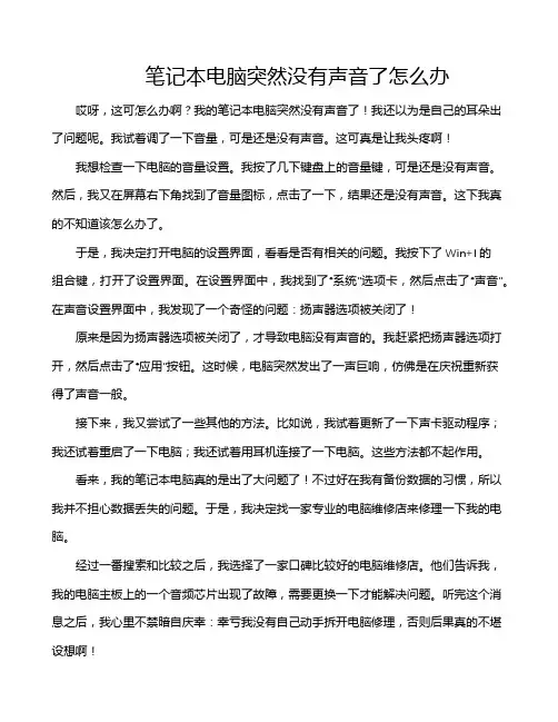 笔记本电脑突然没有声音了怎么办