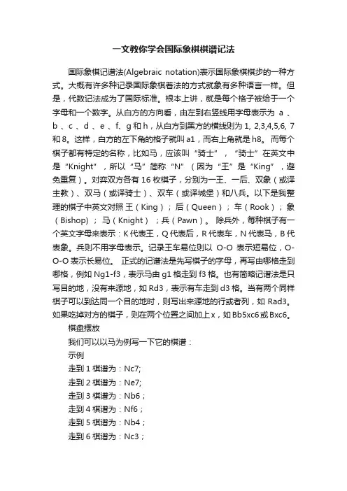 一文教你学会国际象棋棋谱记法