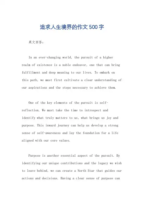 追求人生境界的作文500字