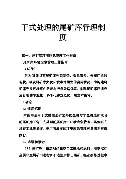 干式处理的尾矿库管理制度