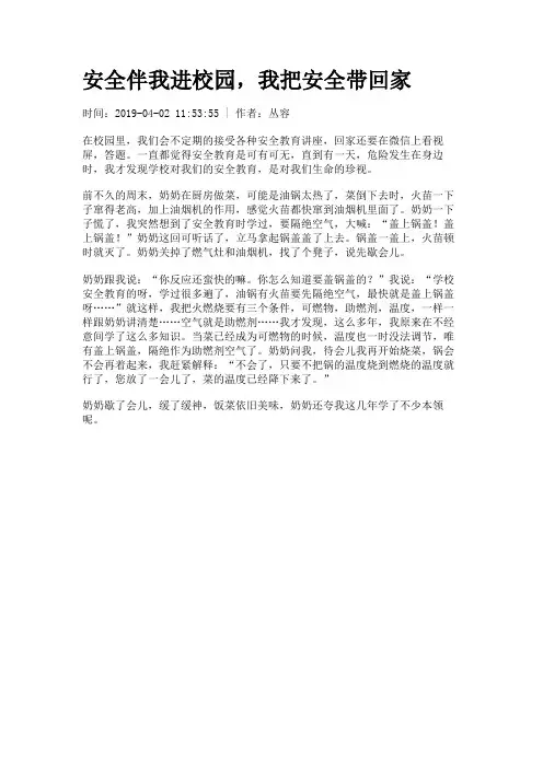 【初高中作文】安全伴我进校园,我把安全带回家