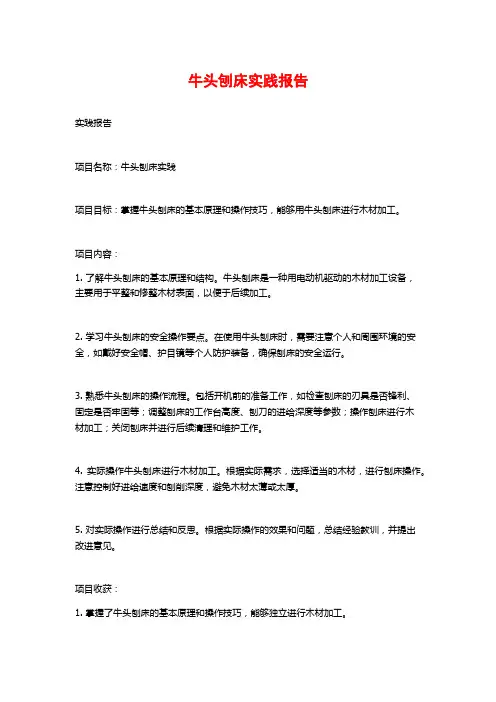 牛头刨床实践报告
