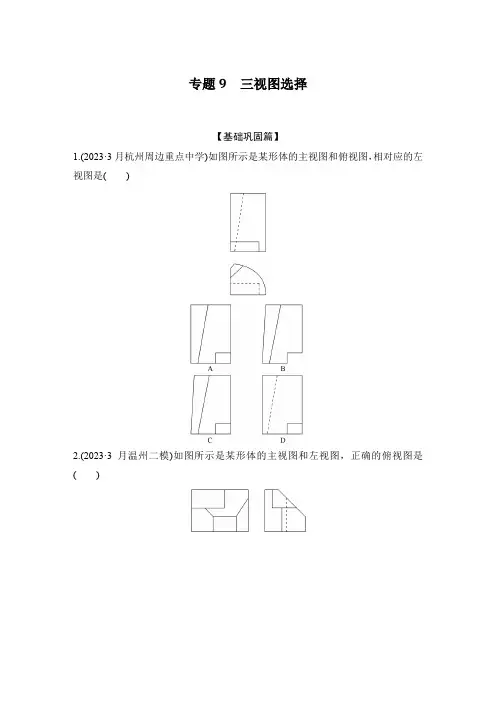 高考通用技术专题9 三视图选择练习