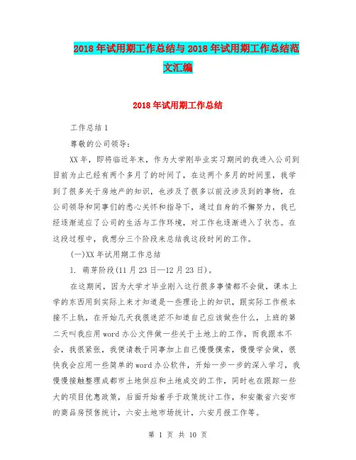 2018年试用期工作总结与2018年试用期工作总结范文汇编.doc