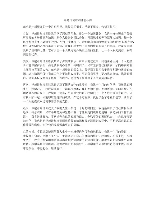 卓越计划培训体会心得