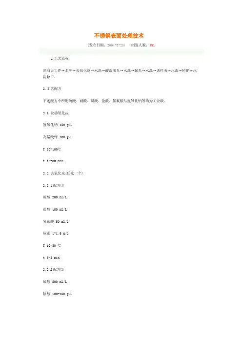 不锈钢表面处理技术