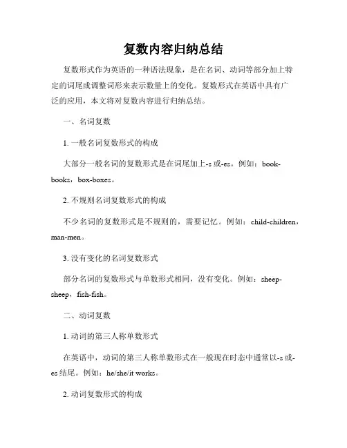 复数内容归纳总结