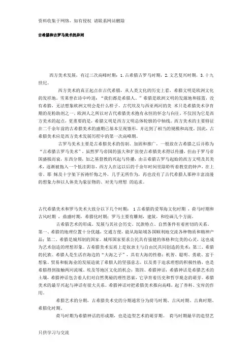 古希腊古罗马美术区别