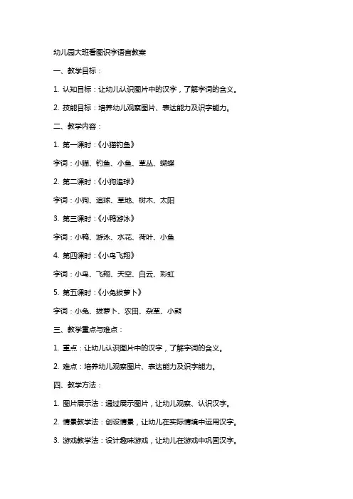幼儿园大班看图识字语言教案