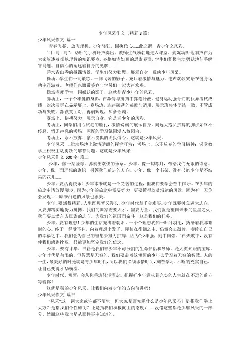 少年风采作文(精彩8篇)
