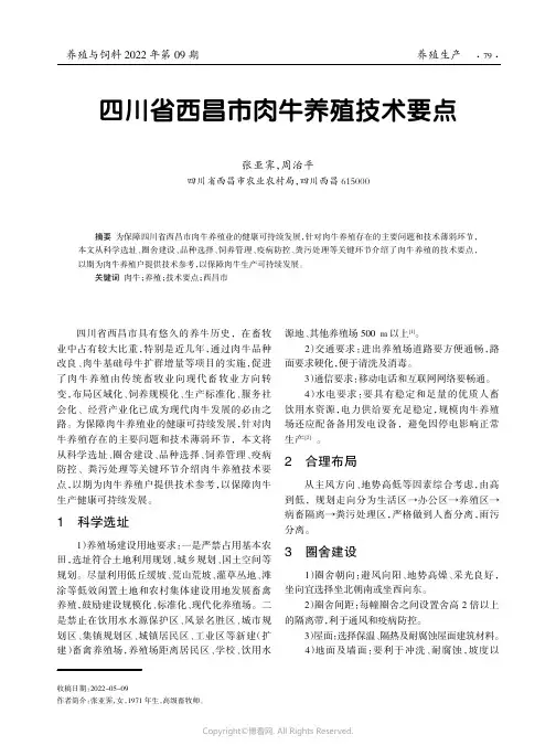 四川省西昌市肉牛养殖技术要点