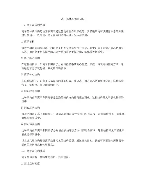 离子晶体知识点总结