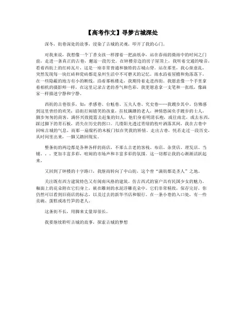 【高考作文】寻梦古城深处