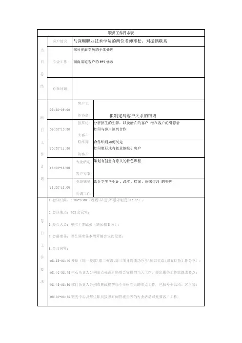 工作日志模版