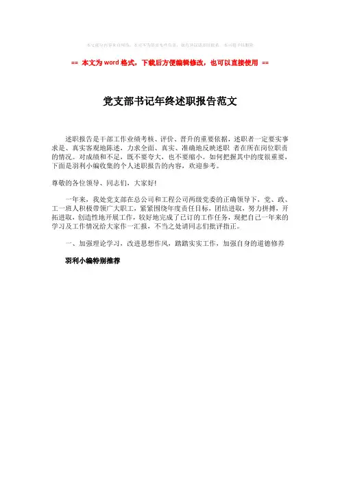 2018-2019-党支部书记年终述职报告范文-实用word文档 (1页)