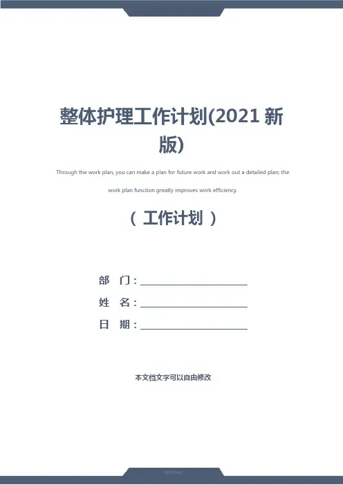 整体护理工作计划(2021新版)