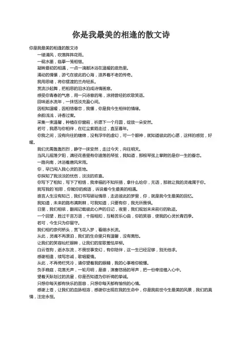 你是我最美的相逢的散文诗