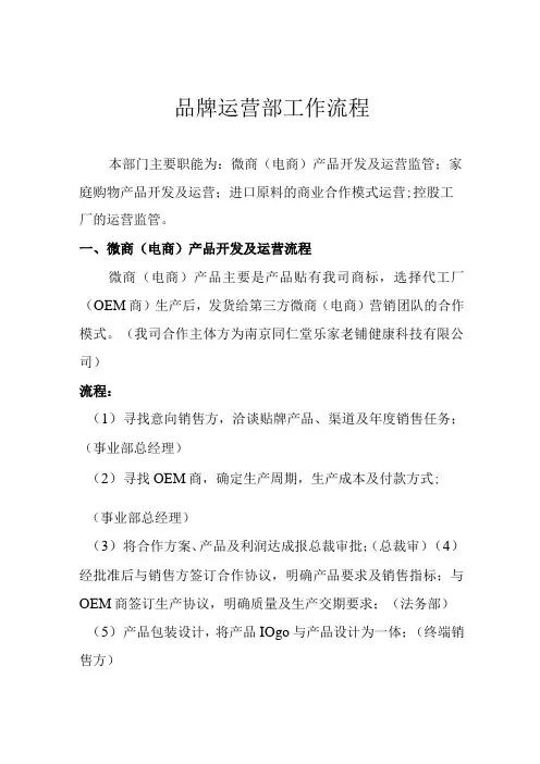 品牌事业部工作流程