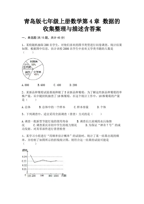 青岛版七年级上册数学第4章 数据的收集整理与描述含答案(附解析)