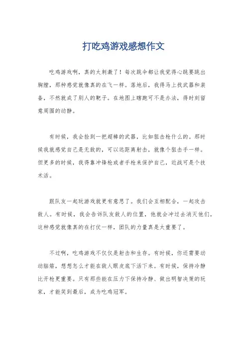 打吃鸡游戏感想作文