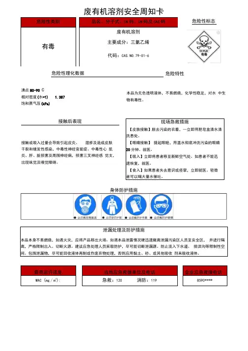 危险化学品、危废安全周知卡