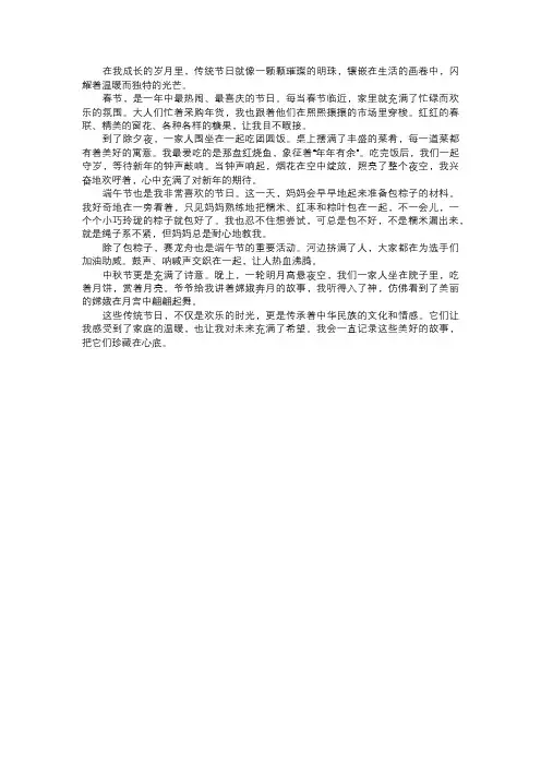 我记录的传统节日故事
