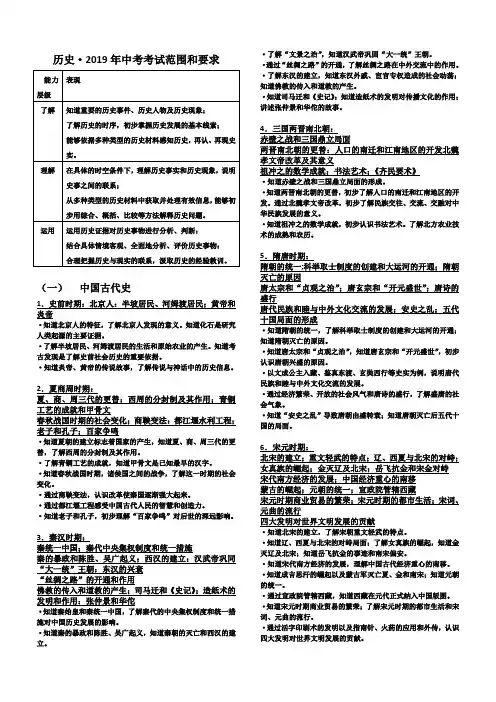2019历史考试说明与课标结合