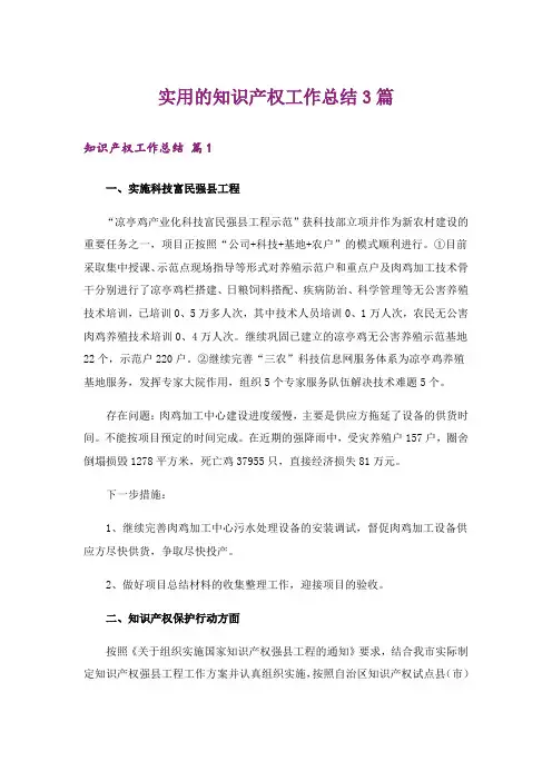 实用的知识产权工作总结3篇