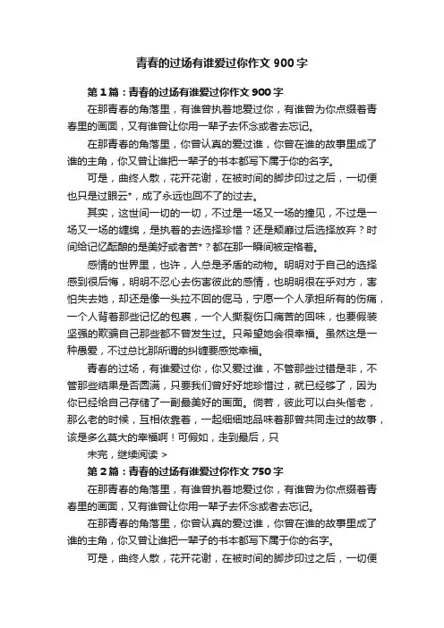 青春的过场有谁爱过你作文900字