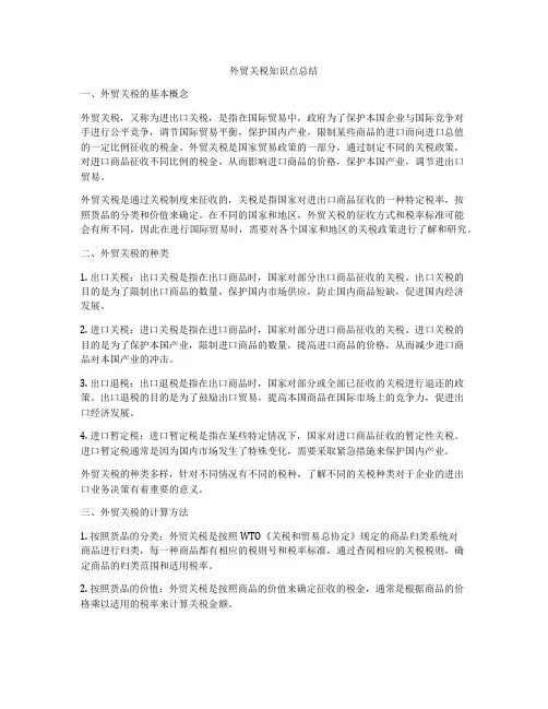 外贸关税知识点总结