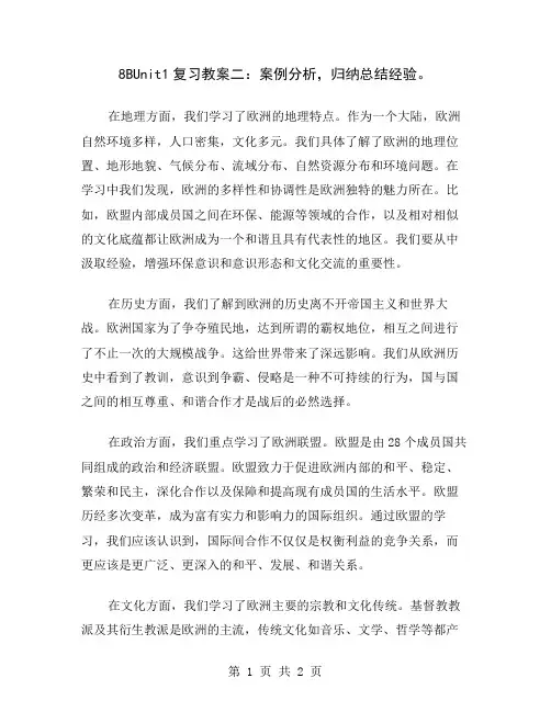 8BUnit1复习教案二：案例分析,归纳总结经验