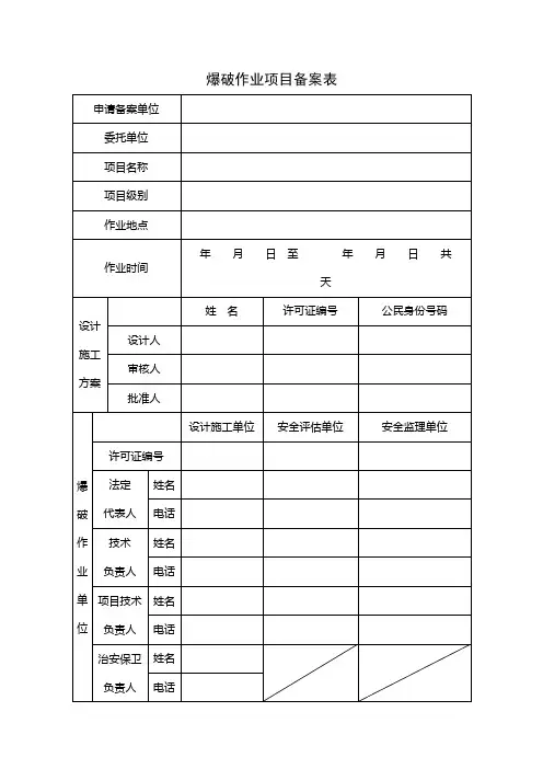 爆破作业项目备案表【模板】