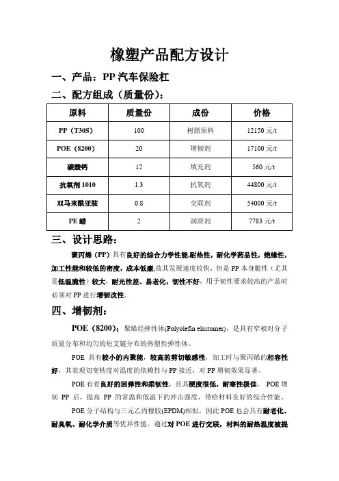 PP汽车保险杠配方设计