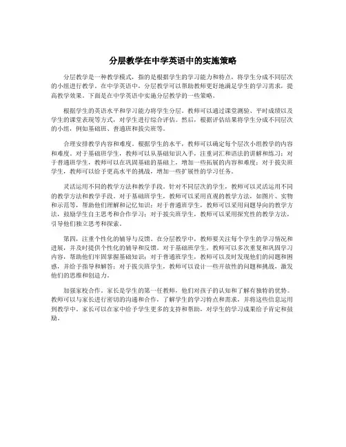 分层教学在中学英语中的实施策略