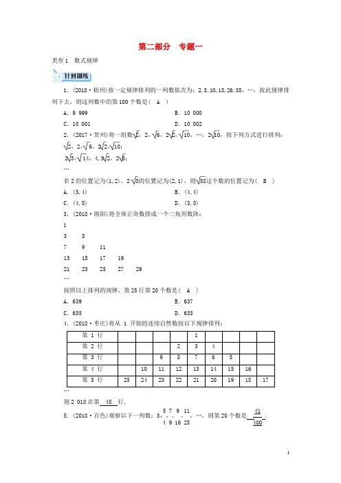 中考数学二轮-专题1-规律探究型问题针对训练