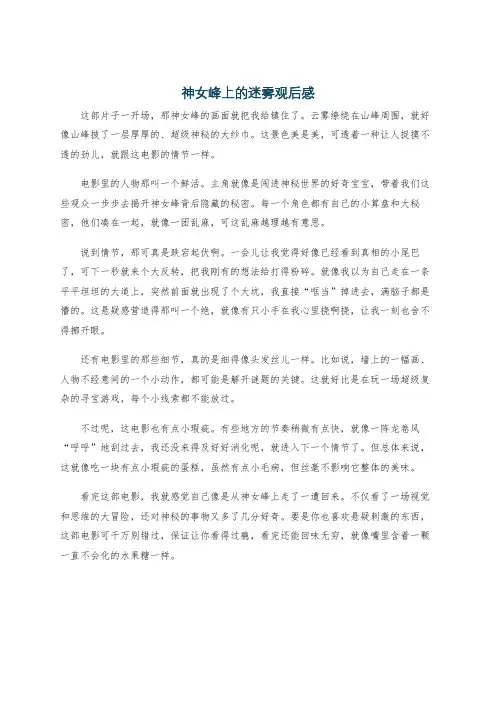 神女峰上的迷雾观后感