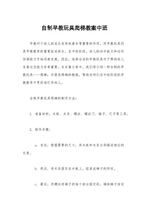 自制早教玩具爬梯教案中班