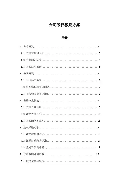 公司股权激励方案