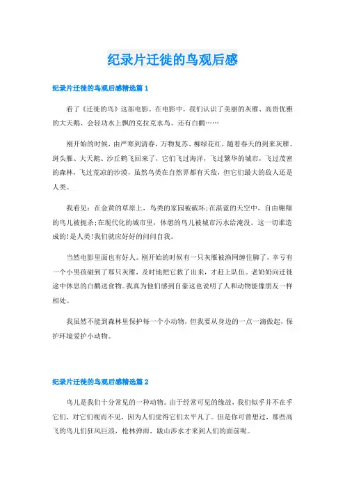 纪录片迁徙的鸟观后感