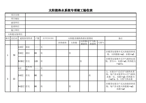 太阳能热水系统专项验收表