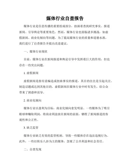 媒体行业自查报告