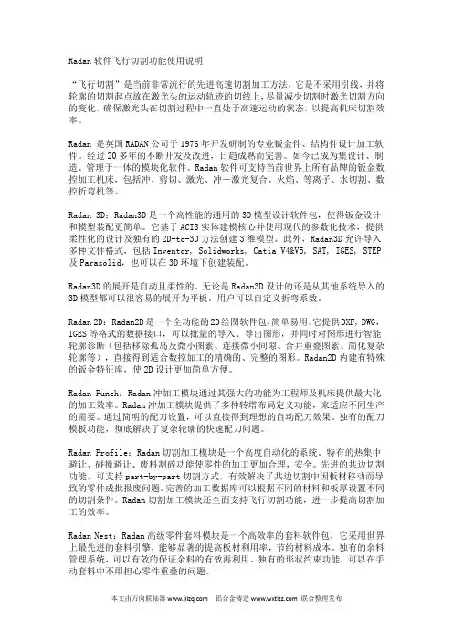 Radan软件飞行切割功能使用说明
